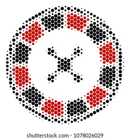 Halftone circle Roulette icon. Pictogram on a white background. Vector composition of roulette icon made of round elements.