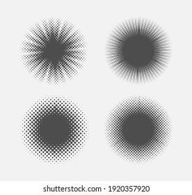 Halftone circle set.Dotted round shapes.