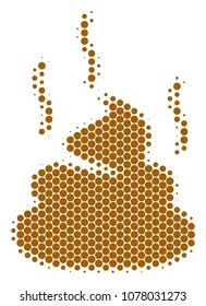 Halftone circle Shit Smell icon. Pictogram on a white background. Vector pattern of shit smell icon designed of round elements.