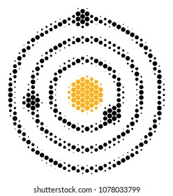 Halftone circle Solar System icon. Pictogram on a white background. Vector mosaic of solar system icon composed of sphere elements.