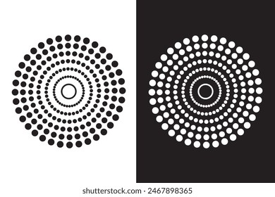 Halftone circle texture, pattern, object. Abstract and effect Halftone background. black and white background Halftone. Halftone circle and dot pattern background