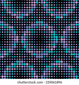 Halftone Circle Tiles, Cold Colors, Vector Seamless Pattern