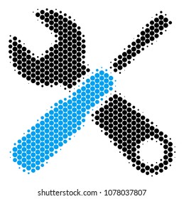 Halftone circle Tools icon. Pictogram on a white background. Vector concept of tools icon made of sphere elements.