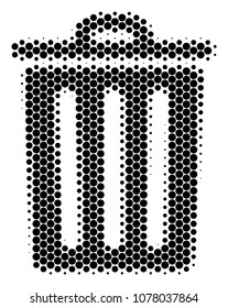 Halftone circle Trash Bin icon. Pictogram on a white background. Vector pattern of trash bin icon done of spheric blots.
