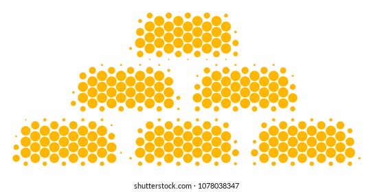 Halftone circle Treasure Bricks icon. Pictogram on a white background. Vector concept of treasure bricks icon designed of circle pixels.