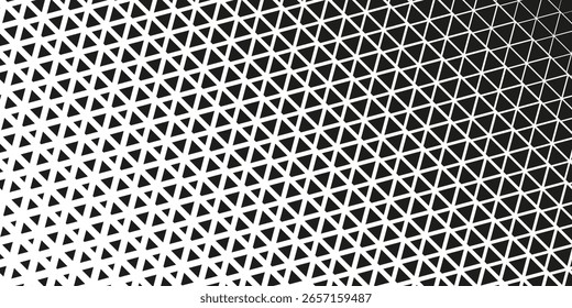 Halftone Circle Triangular Grid. Round Border Random Halftone Triangles Raster Texture. Half Tone Circular Pattern. Vector Illustration.