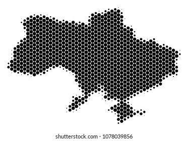 Halftone circle Ukraine Map. Pictogram on a white background. Vector concept of ukraine map of circle blots.