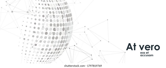 Halftone circle. Vector planet symbol. Abstract dotted globe illustration on white background
