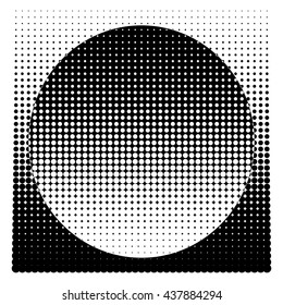 Halftone circle within a square on a white background. Contrasty halftone background for text, objects or images. Design stock vector