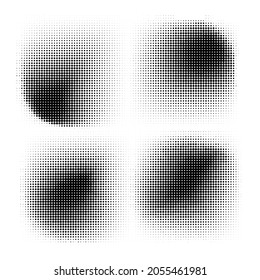 Halftone circles, halftone dot pattern texture set on white background, Vector format