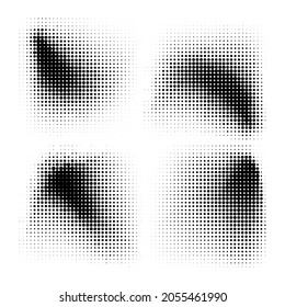 Halftone circles, halftone dot pattern texture set on white background, Vector format