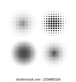 Halftone circles, halftone dot pattern texture set on white background, Vector format