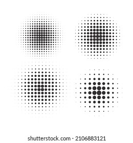 Halftone circles, halftone dot pattern texture set on white background, Vector format