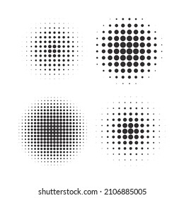 Halftone circles, halftone dot pattern texture set on white background, Vector format