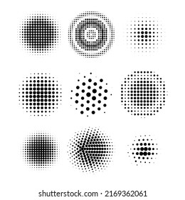 Halftone circles, halftone dot pattern texture set on white background, Vector format