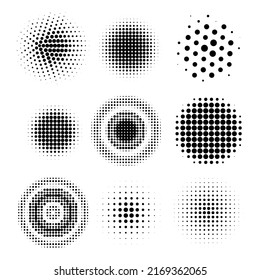 Halftone circles  halftone dot pattern texture set white background  Vector format