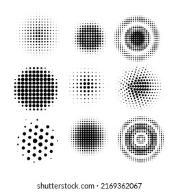 Halftone circles  halftone dot pattern texture set white background  Vector format