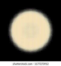 Halftone circles, halftone dots pattern, vector. White dots on black background. Monochrome half-tone. Circle halftone Dots, Fine Radial Gradient For Your Design.