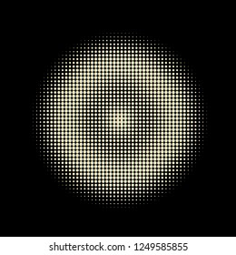 Halftone circles, halftone dots pattern, vector. White dots on black background. Monochrome half-tone. Circle halftone Dots, Fine Radial Gradient For Your Design.