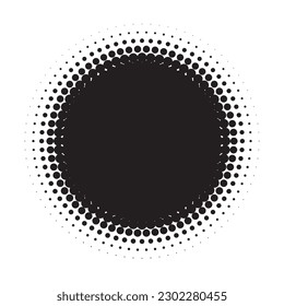 Halftone circles, halftone dots pattern, vector, grunge. Comic texture background. Monochrome half-tone. Circle halftone Dots, White and black geometric gradient for pop art designs.