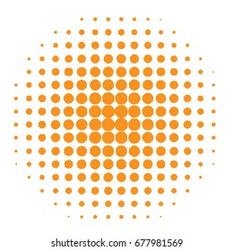 Halftone circles, halftone dots pattern, Vector. Golden Dots On White Background. Monochrome half-tone.