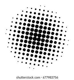 Halftone circles, halftone dots pattern, Vector. Black Dots On White Background. Monochrome half-tone.