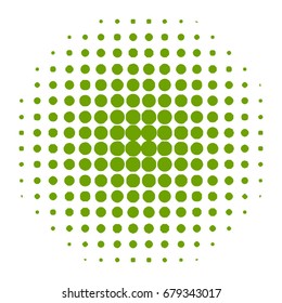 Halftone circles, halftone dots pattern, Vector. Green Dots On White Background. Monochrome half-tone.