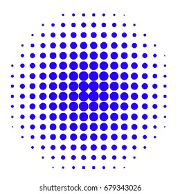 Halftone circles, halftone dots pattern, Vector. Blue Dots On White Background. Monochrome half-tone.