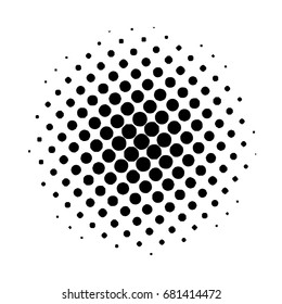 Halftone circles, halftone dots pattern, Vector. Black Dots On White Background. Monochrome half-tone.