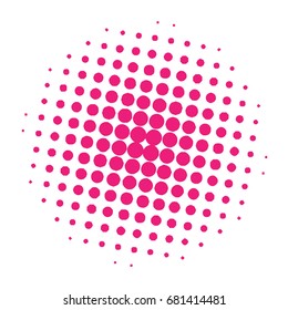 Halftone circles, halftone dots pattern, Vector. Pink Dots On White Background. Monochrome half-tone.