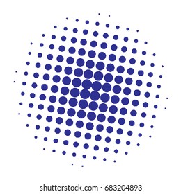 Halftone circles, halftone dots pattern, Vector. Blue Dots On White Background. 