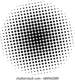 Halftone circles, halftone dots pattern, vector. Black dots on white background. Monochrome half-tone.