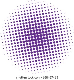 Halftone circles, halftone dots pattern, vector. Purple dots on white background. Monochrome half-tone.