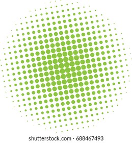 Halftone circles, halftone dots pattern, vector. Green dots on white background. Monochrome half-tone.