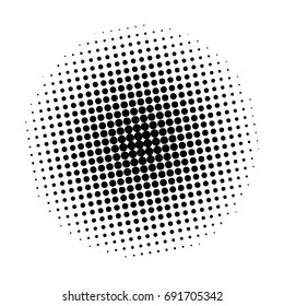 Halftone circles, halftone dots pattern, vector. Black dots on white background. Monochrome half-tone.