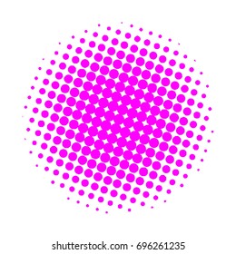 Halftone circles, halftone dots pattern, vector. Pink dots on white background. Monochrome half-tone. Circle halftone Dots, Pink Dotwork Engraving Pattern, Fine Radial Gradient For Your Design.
