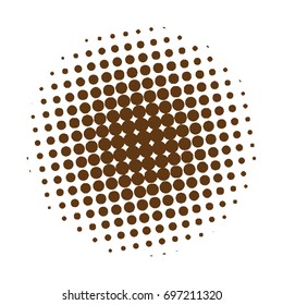 Halftone circles, halftone dots pattern, vector. Brown dots on white background. Monochrome half-tone. Circle halftone Dots, Brown Dotwork Engraving Pattern, Fine Radial Gradient For Your Design.