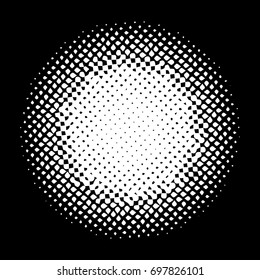 Halftone circles, halftone dots pattern, vector. White dots on white background. Monochrome half-tone. Circle halftone Dots, White Dotwork Engraving Pattern, Fine Radial Gradient For Your Design.