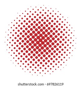 Halftone circles, halftone dots pattern, vector. Red dots on white background. Monochrome half-tone. Circle halftone Dots, Red Dotwork Engraving Pattern, Fine Radial Gradient For Your Design.