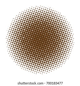 Halftone circles, halftone dots pattern, vector. Brown dots on white background. Monochrome half-tone. Circle halftone Dots, Brown Dotwork Engraving Pattern, Fine Radial Gradient For Your Design.