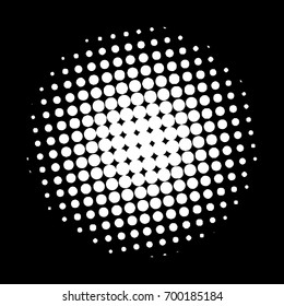 Halftone circles, halftone dots pattern, vector. White dots on white background. Monochrome half-tone. Circle halftone Dots, White Dotwork Engraving Pattern, Fine Radial Gradient For Your Design.