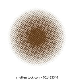 Halftone circles, halftone dots pattern, vector. Brown dots on white background. Monochrome half-tone. Circle halftone Dots, Brown Dotwork Engraving Pattern, Fine Radial Gradient For Your Design.