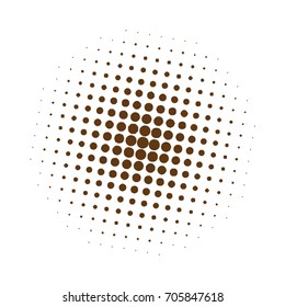 Halftone circles, halftone dots pattern, vector. Brown dots on white background. Monochrome half-tone. Circle halftone Dots, Fine Radial Gradient For Your Design.