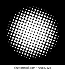 Halftone circles, halftone dots pattern, vector. White dots on dark background. Monochrome half-tone. Circle halftone Dots, , Fine Radial Gradient For Your Design.
