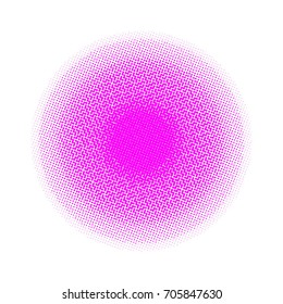 Halftone circles, halftone dots pattern, vector. Pink dots on white background. Monochrome half-tone. Circle halftone Dots, Fine Radial Gradient For Your Design.