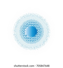 Halftone circles, halftone dots pattern, vector. Blue dots on white background. Monochrome half-tone. Circle halftone Dots, Fine Radial Gradient For Your Design.