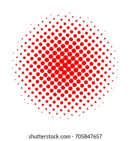 Halftone circles, halftone dots pattern, vector. Red dots on white background. Monochrome half-tone. Circle halftone Dots, Fine Radial Gradient For Your Design.