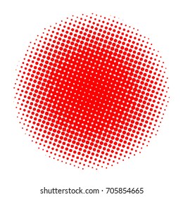 Halftone circles, halftone dots pattern, vector. Red dots on white background. Monochrome half-tone. Circle halftone Dots, Fine Radial Gradient For Your Design.