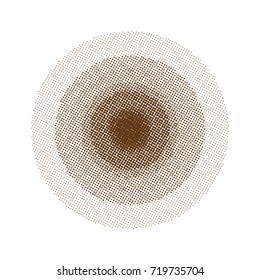 Halftone circles, halftone dots pattern, vector. Brown dots on white background. Monochrome half-tone. Fine Radial Gradient For Your Design.