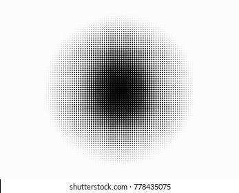 Halftone circles, halftone dots pattern, vector, grunge. White dots on black background. Monochrome half-tone. Circle halftone Dots, Fine Radial Gradient For Your Design.